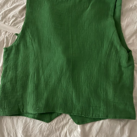 Green Sleeveless Women's Tie Top - Picture 3 of 5